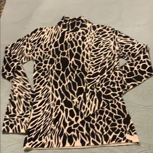 Zebra mock neck stretch sweater